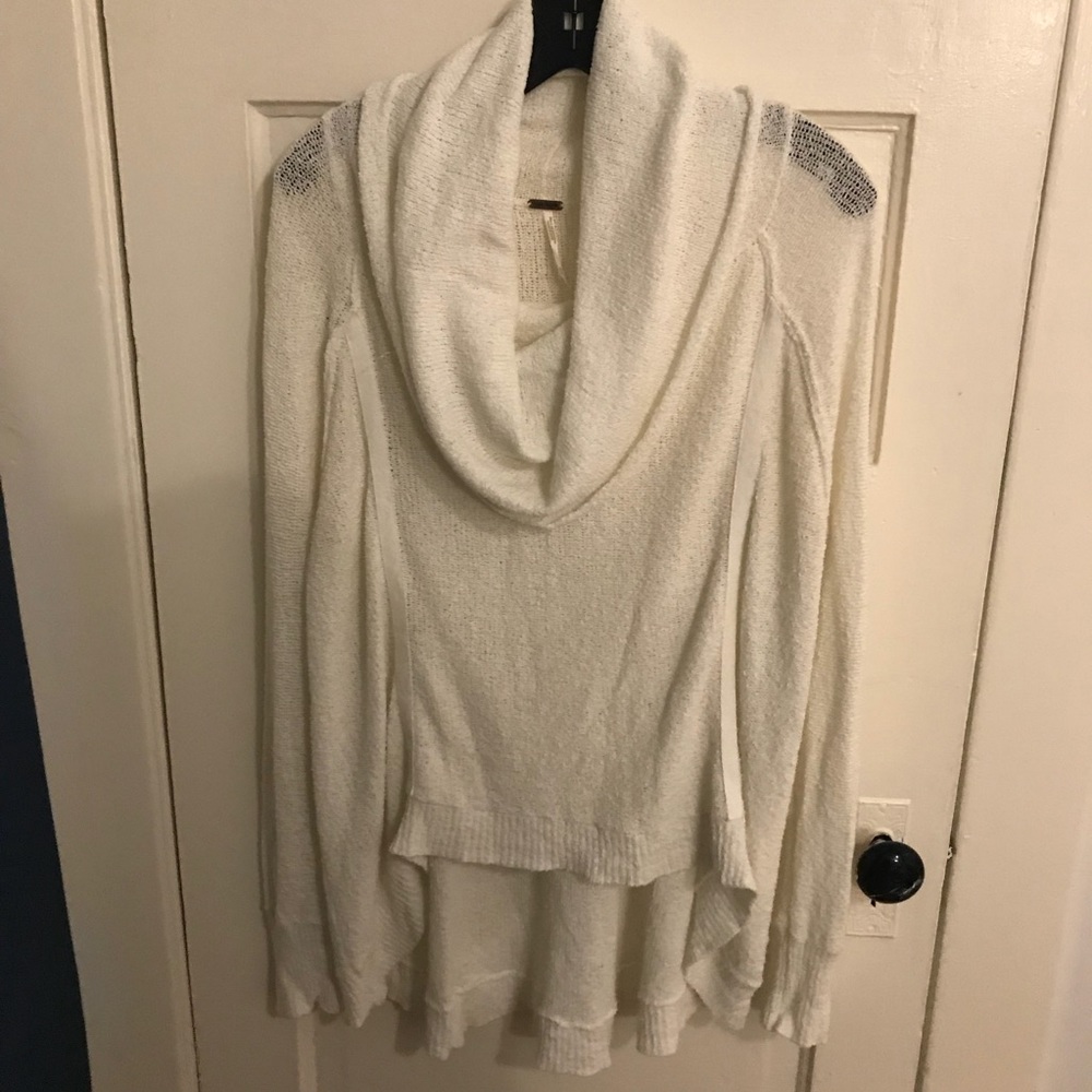 Free People White cowl neck sweater